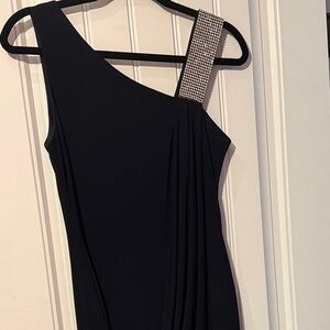 Le Chateau Black One-Shoulder Dress with Rhinestone Strap